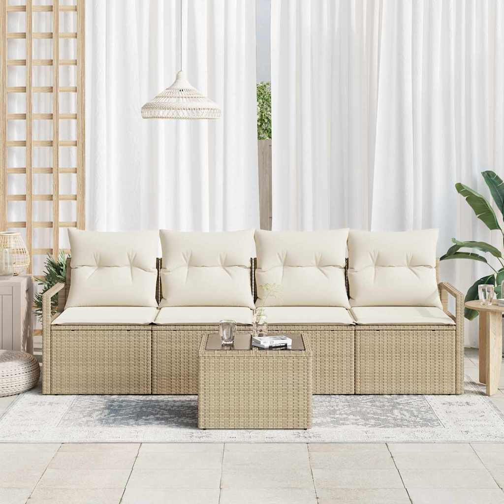 Garten-Sofa-Set 5 pcs Beige und Creme 55 x 55 x 37 cm